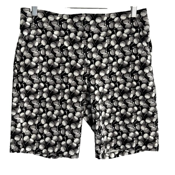IZOD Women Golf Bermuda Shorts Tee with Ball Print Sz 12 Black White Sports 45-1 - Picture 1 of 9
